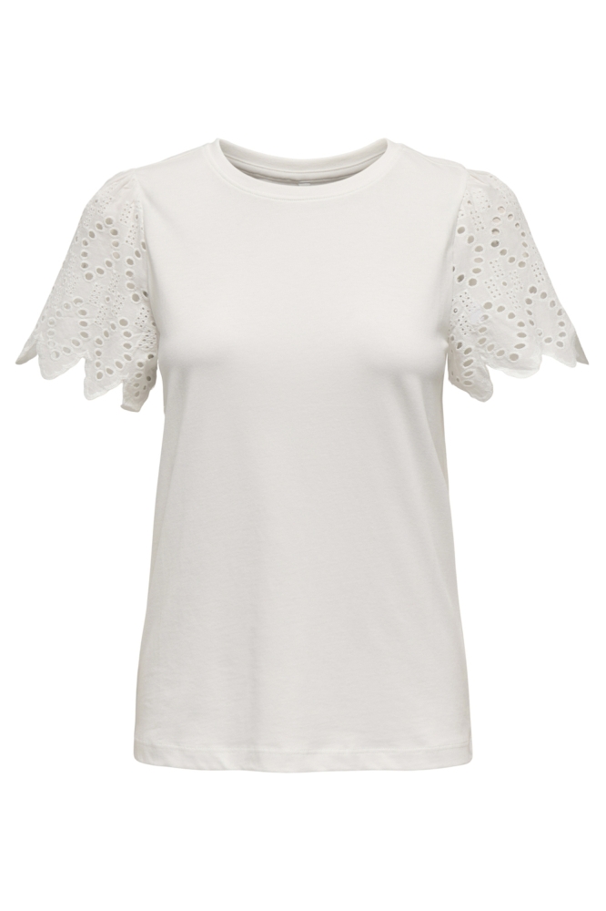 ONLEBBA LIFE S/S LACE TOP JRS 15324887 CLOUD DANCER/RILLY FLOWERY